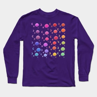 Rainbow Clouds, Moon, Stars & Raindrops Long Sleeve T-Shirt